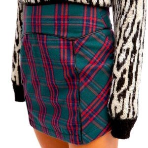 Free People This Is It Plaid Mini Wool K pop Skirt #371